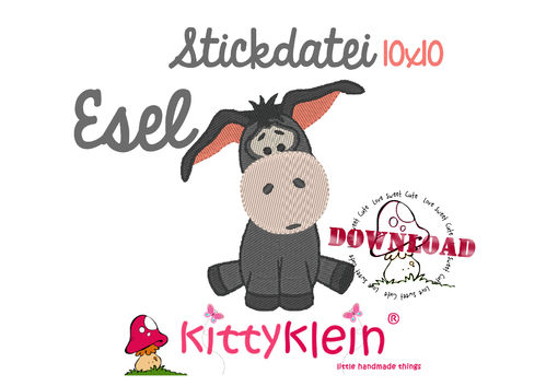 ♥ Stickdatei ♥ Esel ♥ 10 x 10 Rahmen | kittyklein®