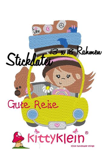 ♥ Stickdatei ♥ Gute Reise ♥ 13 x 18 Rahmen | kittyklein®