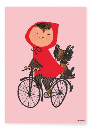 Poster Riding my Bike, Pink, 42 x 59.4 cm