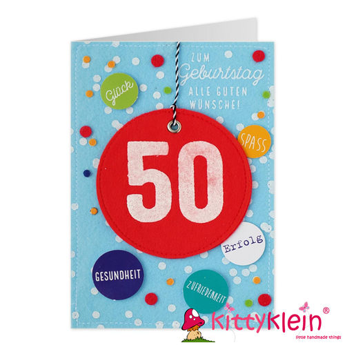 Karte | Geschenkkarte | Filzkarte | Gruß und Co | 50. Geburtstag | 04 | kittyklein®