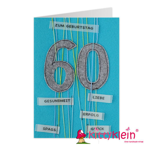 Karte | Geschenkkarte | Filzkarte | Gruß und Co | 60. Geburtstag | 06 | kittyklein®