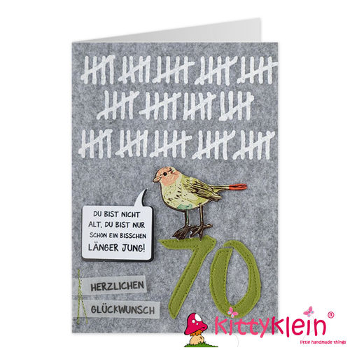 Karte | Geschenkkarte | Filzkarte | Gruß und Co | 70. Geburtstag | 07 | kittyklein®