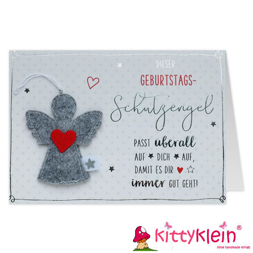 Karte | Geschenkkarte | Filzkarte | Gruß und Co | Geburtstag | Schutzengel | 13 | 90320 |kittyklein®