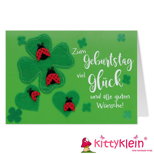 Karte | Geschenkkarte | Filzkarte | Gruß und Co | Geburtstag | Marienkäfer | 16 | kittyklein®