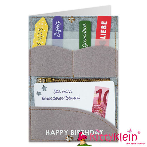 Karte | Geschenkkarte | Filzkarte | Gruß und Co | Geburtstag | 22 | kittyklein®