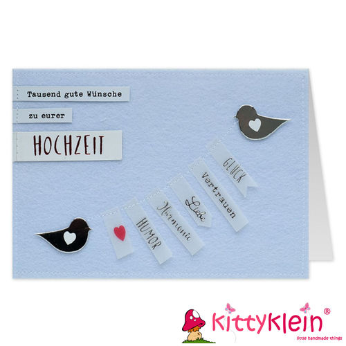 Karte | Geschenkkarte | Filzkarte | Gruß und Co | Hochzeit | Vögel | 48 | kittyklein®