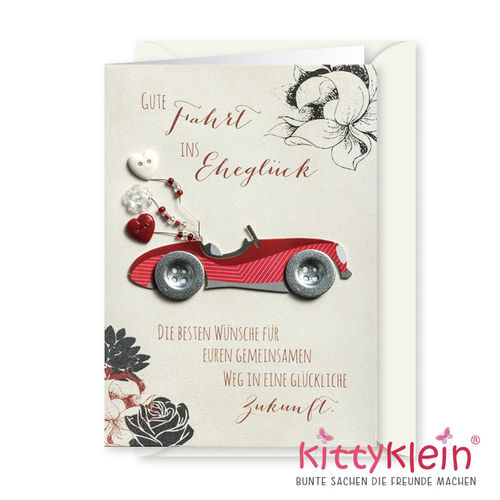 Karte | KNOPF | 32 h | Geschenkkarte | Gruß und Co |  Autos | Hochzeit | 90152 | kittyklein®