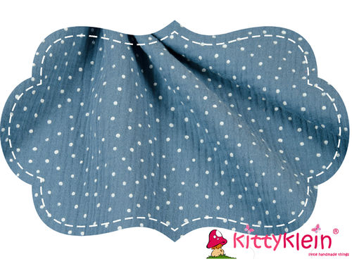 Hilco | Double Gauze Dots 130cm  | jeansblau 1401/85| kittyklein®