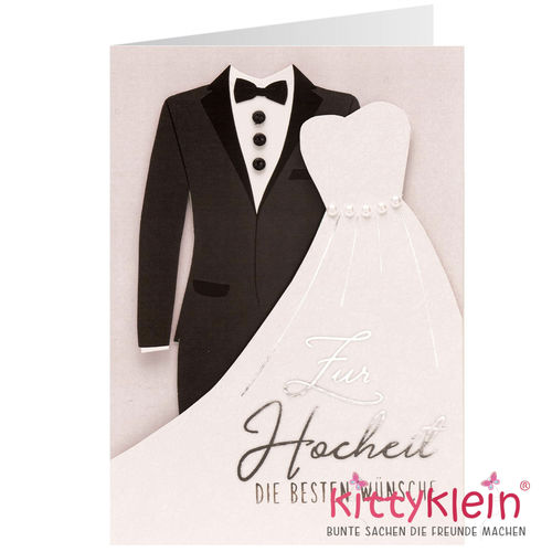Knopfkarte | Geschenkkarte |  31 h | Hochzeit  Brautpaar | Gruß & Co | 90859 | kittyklein®