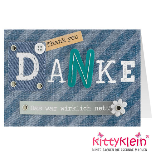 Jeanskarte | Geschenkkarte |  54 q | DANKE |Gruß & Co | 90786  | kittyklein®