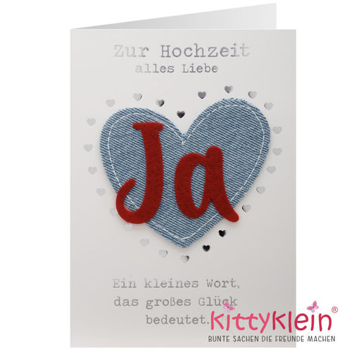 Jeanskarte | Geschenkkarte | Hochzeit | Ja sagen |  39 | Gruß & Co | 91032  | kittyklein®