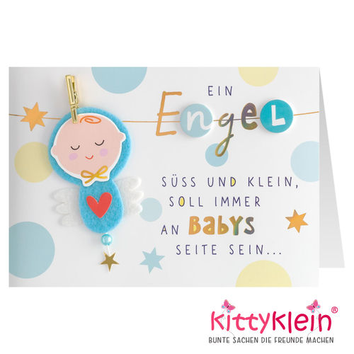 Karte Schutzengel | 02 q  | Baby | Geburt | Junge | Gruß & Co | 90944  | kittyklein®
