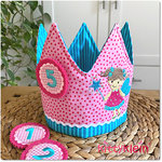 ♕ Geburtstagskrone Fee | pink türkis | Kinderkrone | personalisierbar | incl. 3 Zahlen | kittyklein®